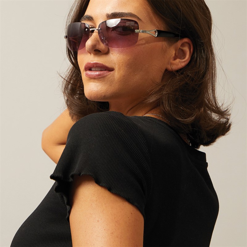 Suuna Womens Metal Rimless Sunglasses Rimless With Black Arms