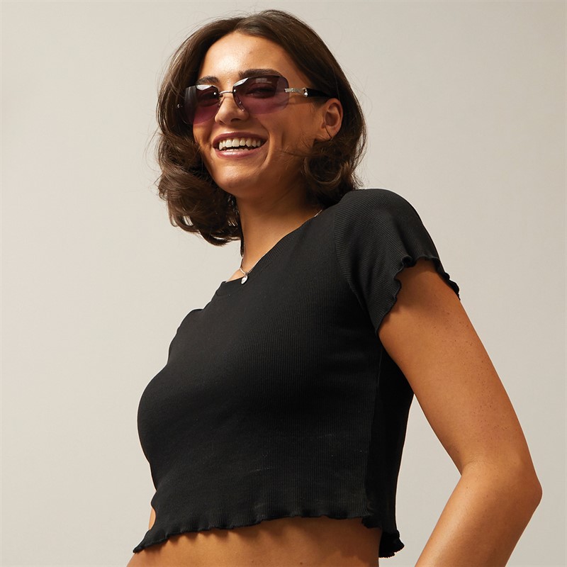 Suuna Womens Metal Rimless Sunglasses Rimless With Black Arms