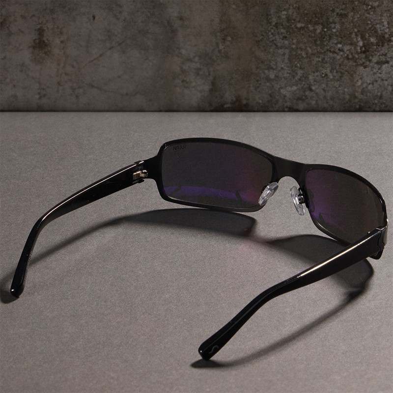 Suuna Womens Reverse Groove Metal Wrap Sunglasses Matte Black