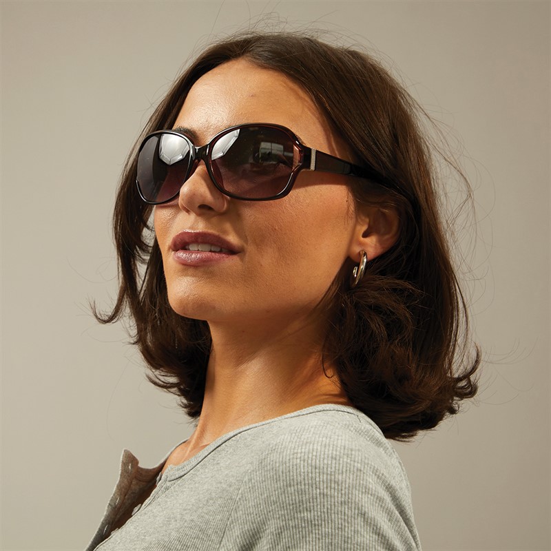 Suuna Womens Wrap Sunglasses Black With Brown Inner