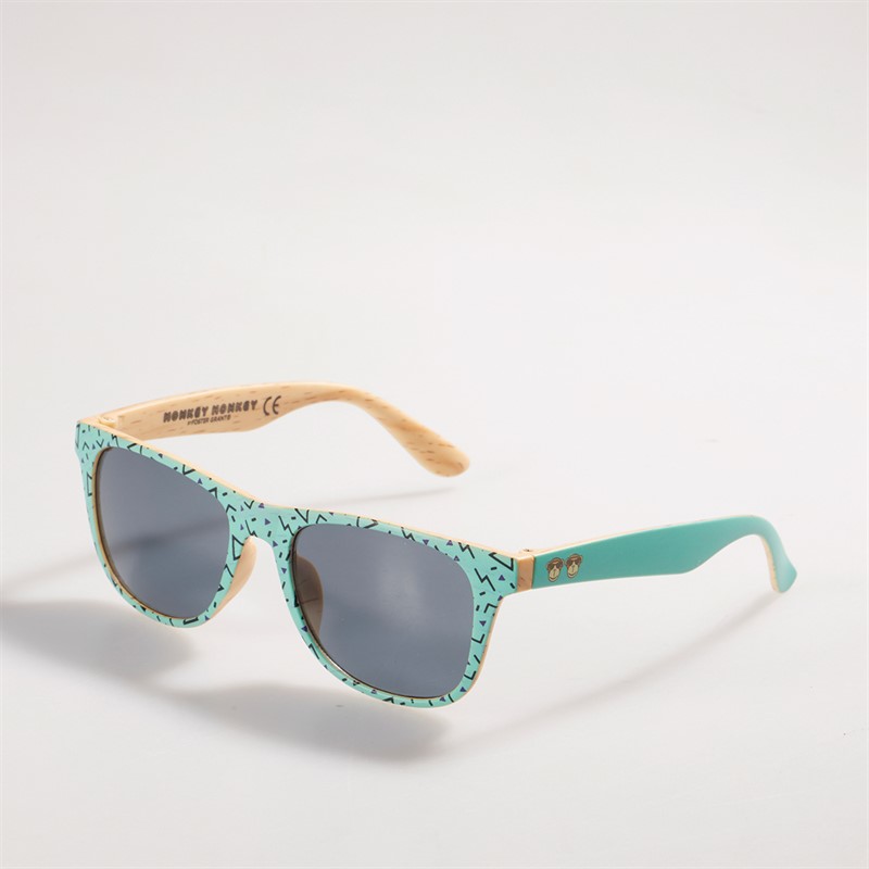 Monkey Monkey Kids D-Frame Sunglasses Mint Printed With Wood Effect