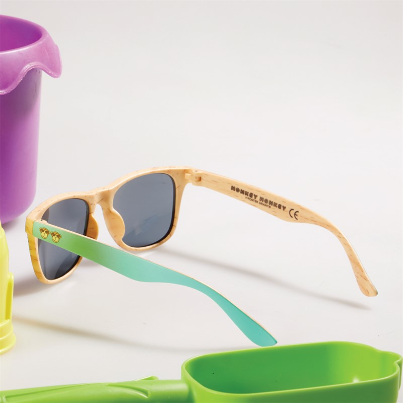 Monkey Monkey Kids D-Frame Sunglasses Mint Printed With Wood Effect