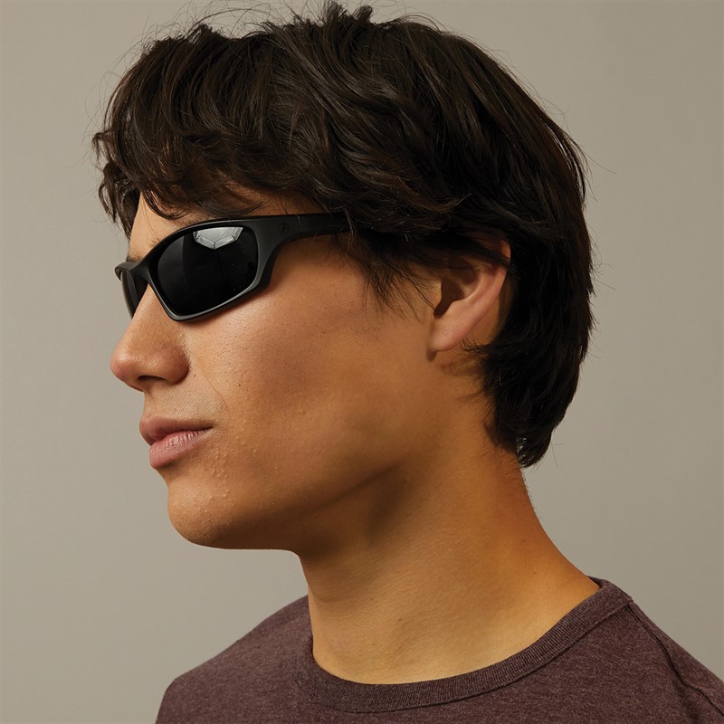 Freedom Mens Classic Sport Sunglasses Shiny Black Spray On Metallic Re/Black Rubber