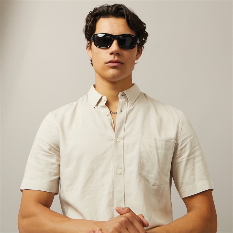 Freedom Mens Rectangle Wrap Sunglasses Black