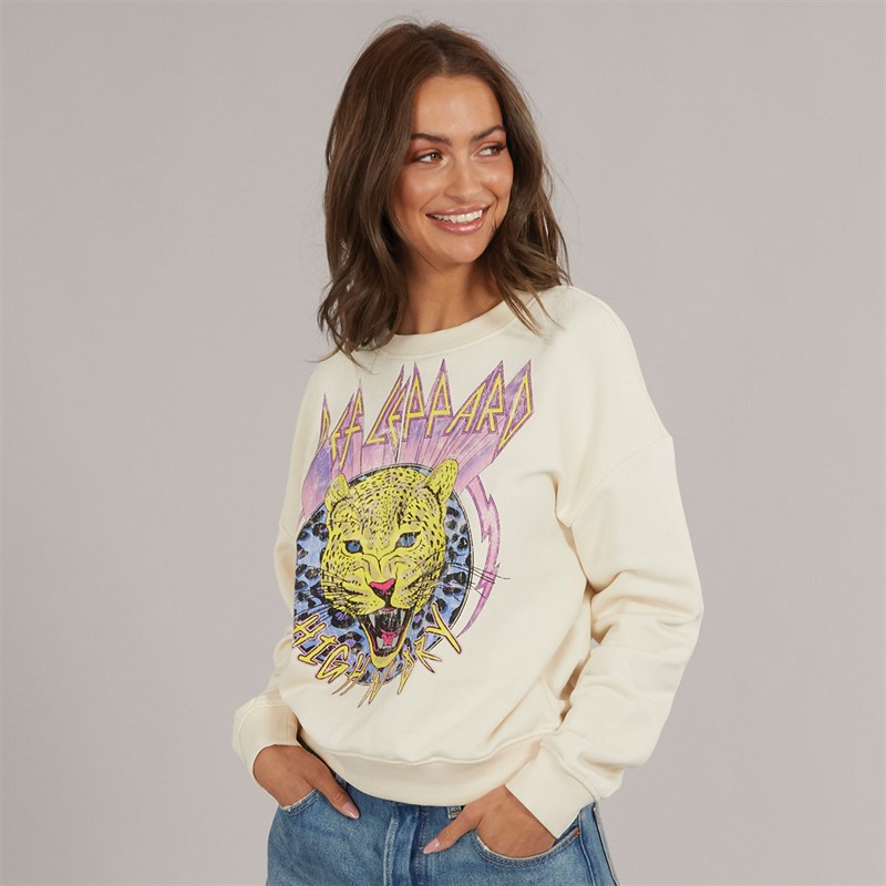 Def Leppard Womens Sweatshirt Buttercream - Size XL