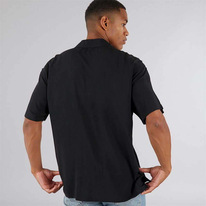 JJ REBEL Mens Water Resort Short Sleeve Shirt Black