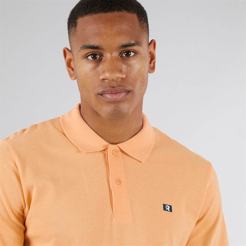 JJ REBEL Mens Flag Logo Polo Apricot Ice