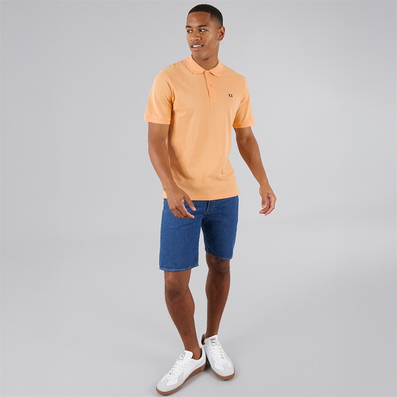 JJ REBEL Mens Flag Logo Polo Apricot Ice