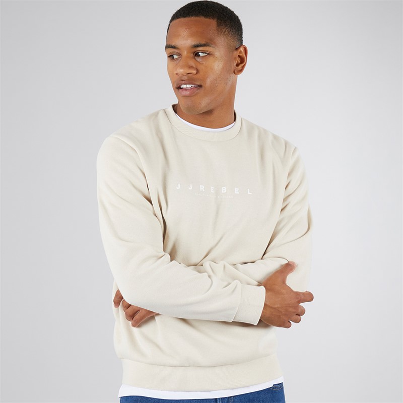 JJ REBEL Mens Rocky Logo Sweatshirt Moonbeam