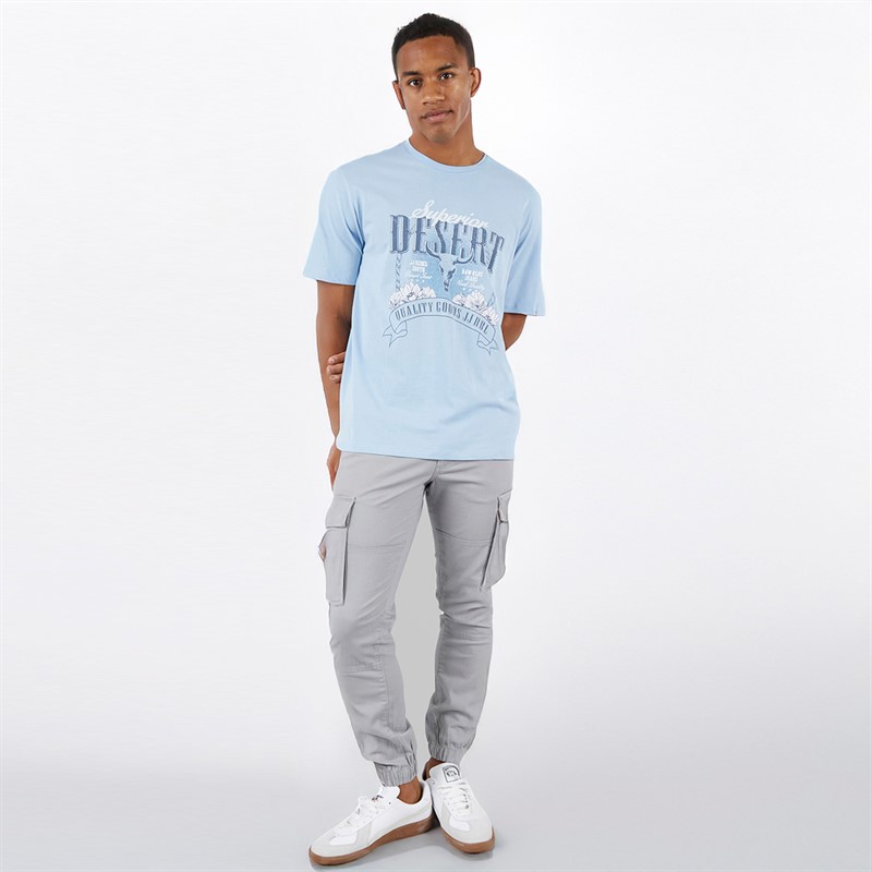 JJ REBEL Mens Garbo T-Shirt Chambray Blue