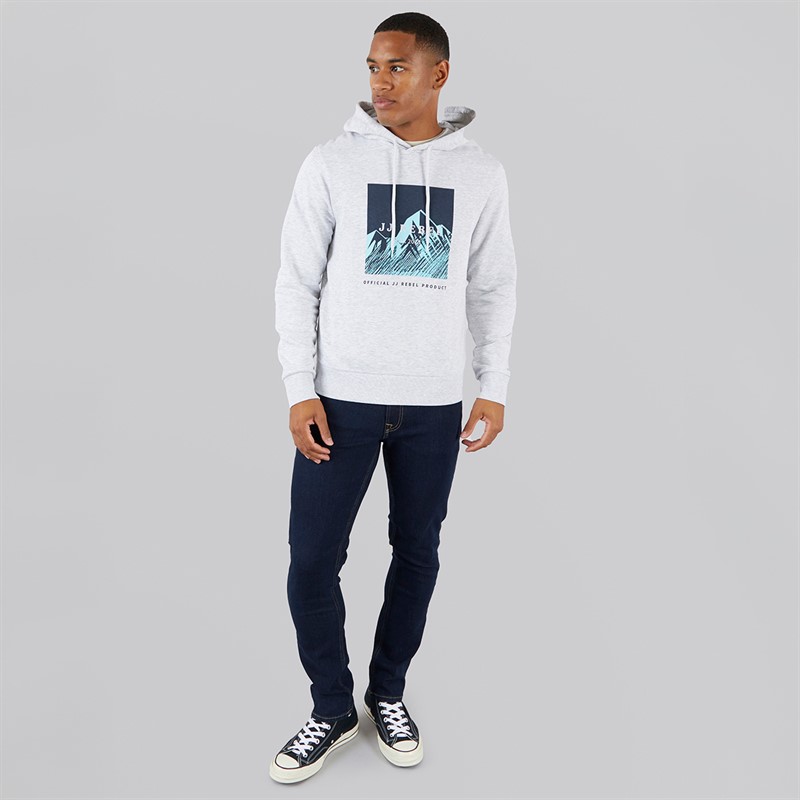 JJ REBEL Mens Raven Hoodie White Melange