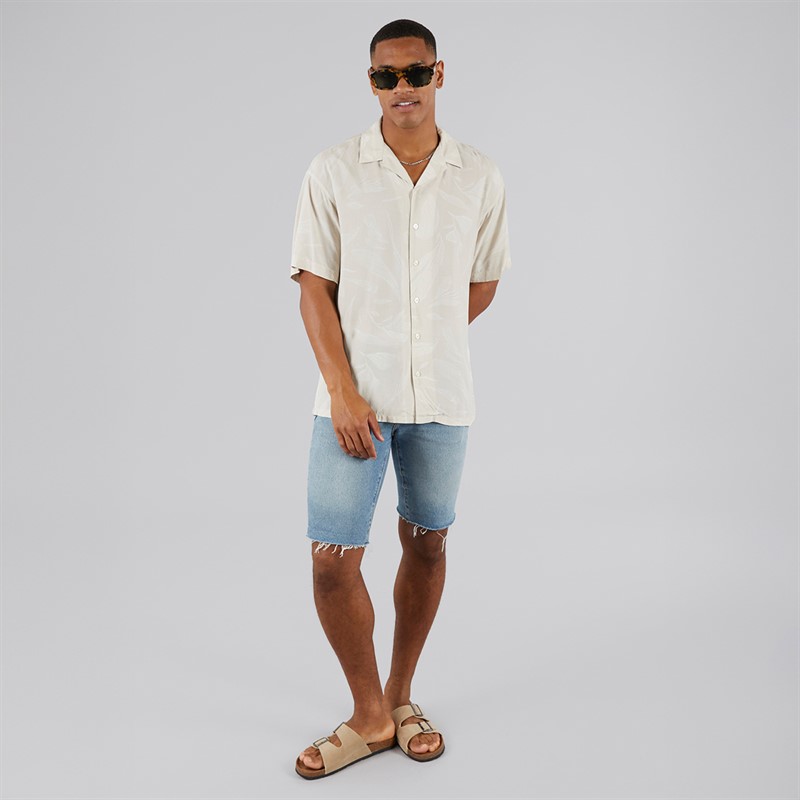 JJ REBEL Mens Bern Resort Short Sleeve Shirt Moonbeam