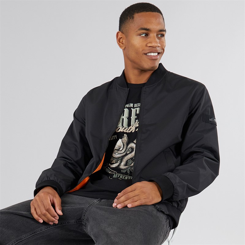 JJ REBEL Mens Montana Bomber Jacket Black - Size XXL