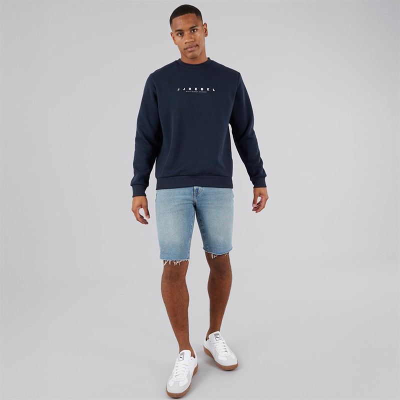 JJ REBEL Mens Rocky Logo Sweatshirt Sky Captain