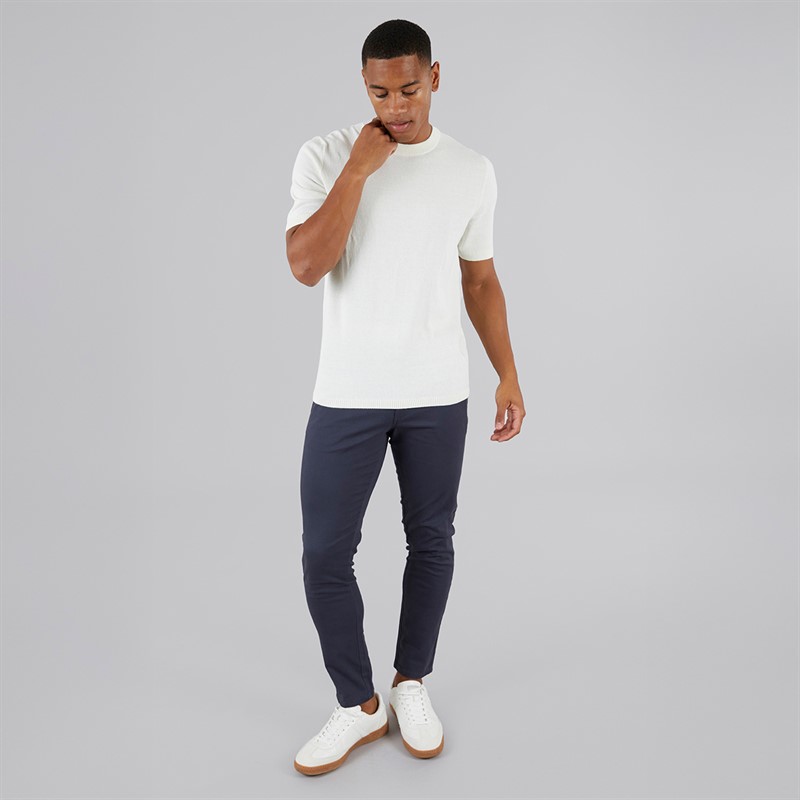 JJ REBEL Mens Michael Slim Sharp Chinos Navy Blazer