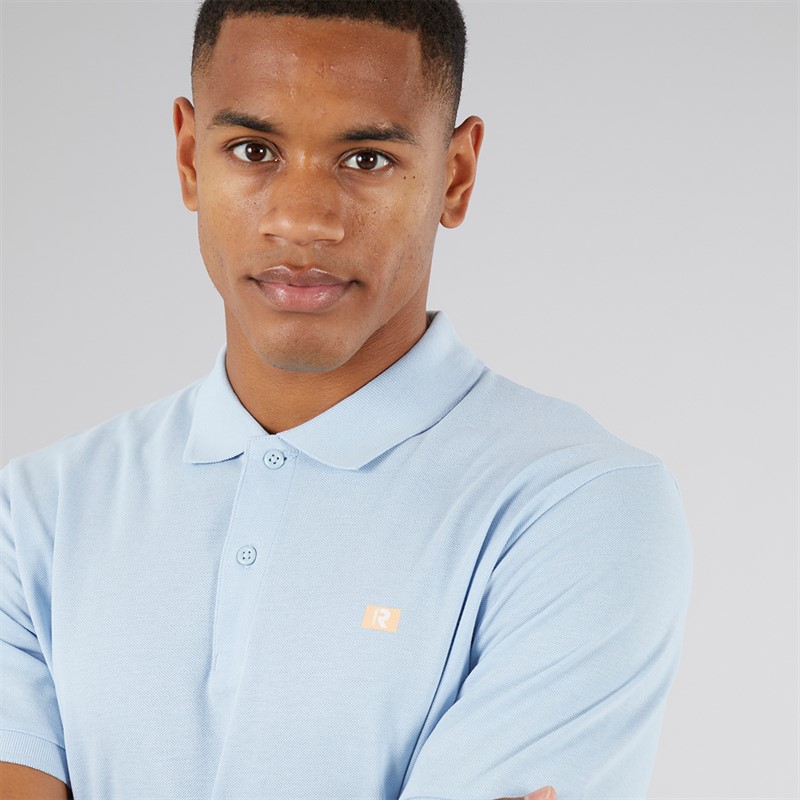 JJ REBEL Mens Flag Logo Polo Chambray Blue