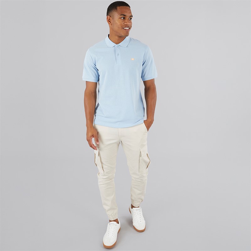 JJ REBEL Mens Flag Logo Polo Chambray Blue