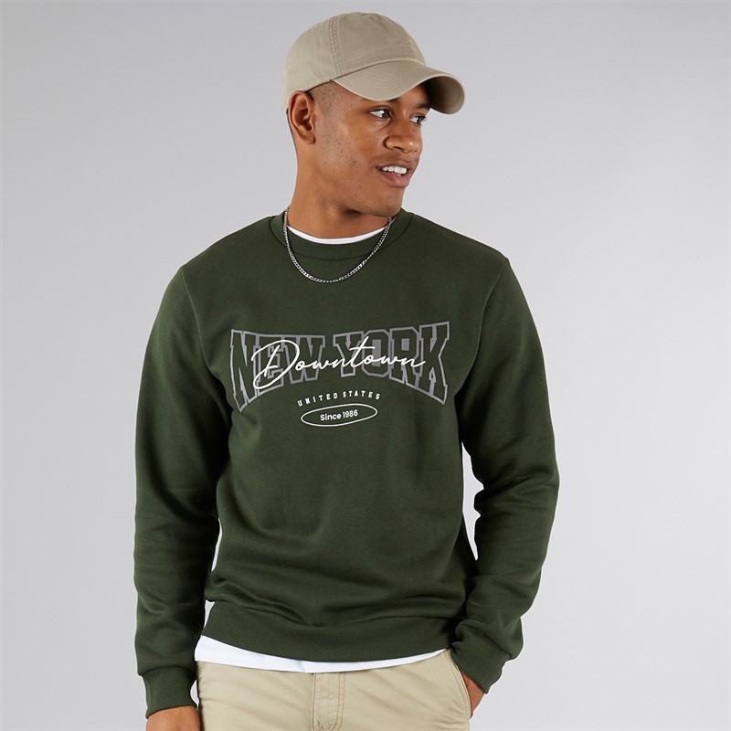 JJ REBEL Mens New York Sweatshirt Kombu Green - Size XL