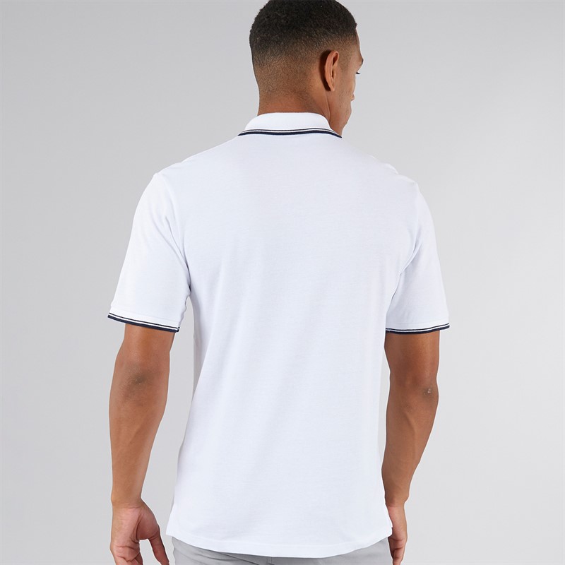 JJ REBEL Mens Zell Short Sleeve Polo Shirt White