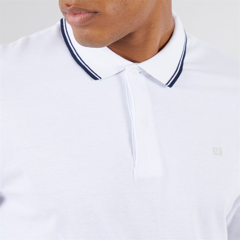 JJ REBEL Mens Zell Short Sleeve Polo Shirt White