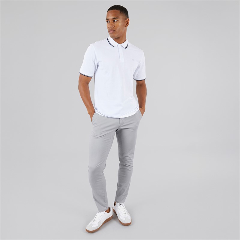 JJ REBEL Mens Zell Short Sleeve Polo Shirt White