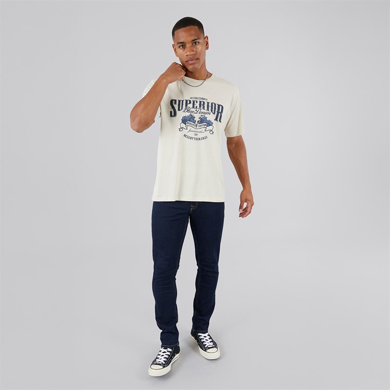 JJ REBEL Mens Garbo T-Shirt Moonbeam
