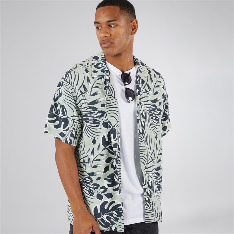 JJ REBEL Mens Bloom Resort Short Sleeve Shirt Desert Sage