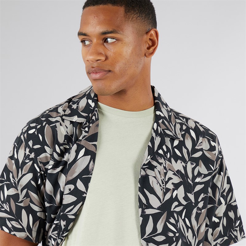 JJ REBEL Mens Bern Resort Short Sleeve Shirt Black