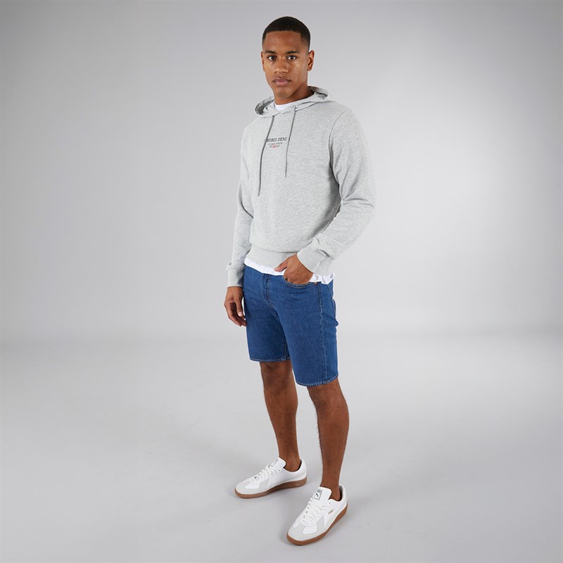 JJ REBEL Mens Print Hoodie Light Grey Melange