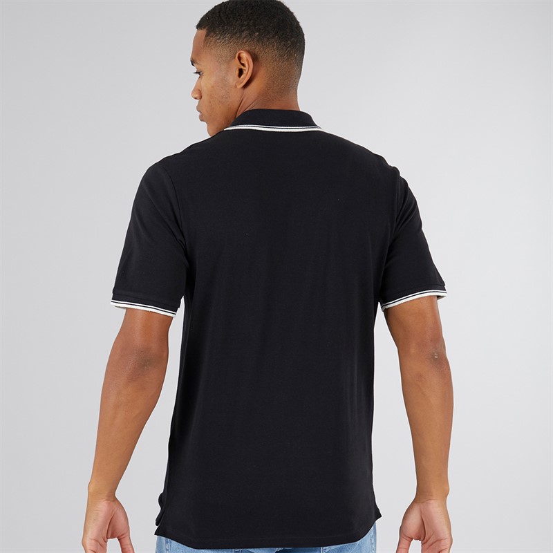 JJ REBEL Mens Zell Short Sleeve Polo Shirt Black