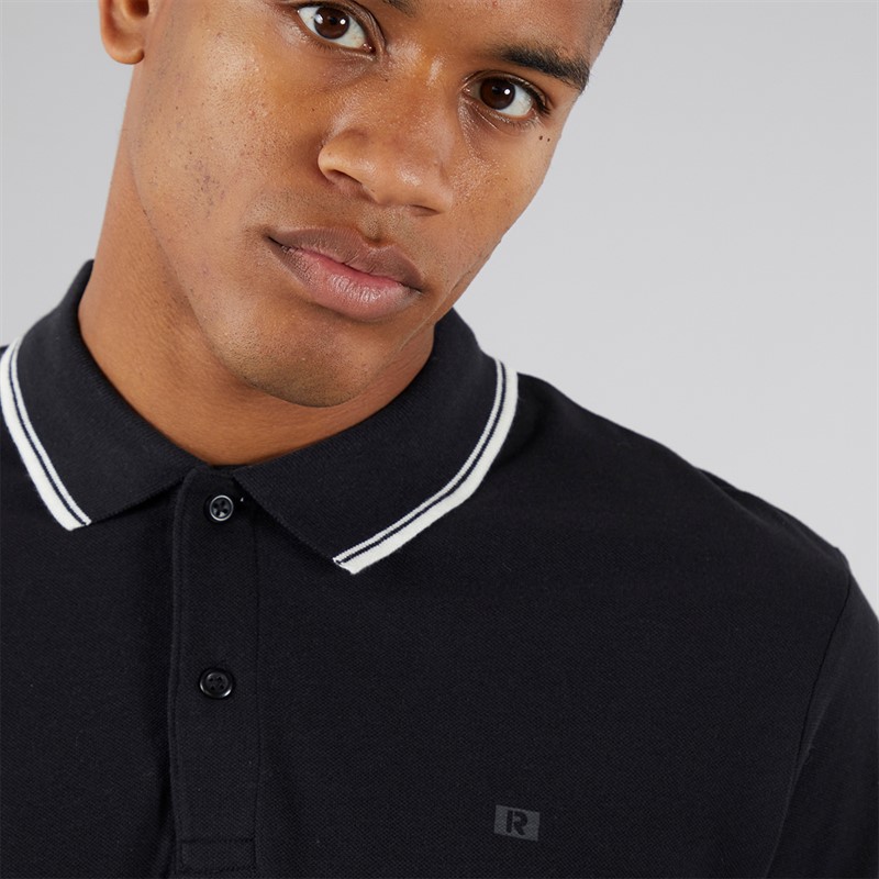 JJ REBEL Mens Zell Short Sleeve Polo Shirt Black