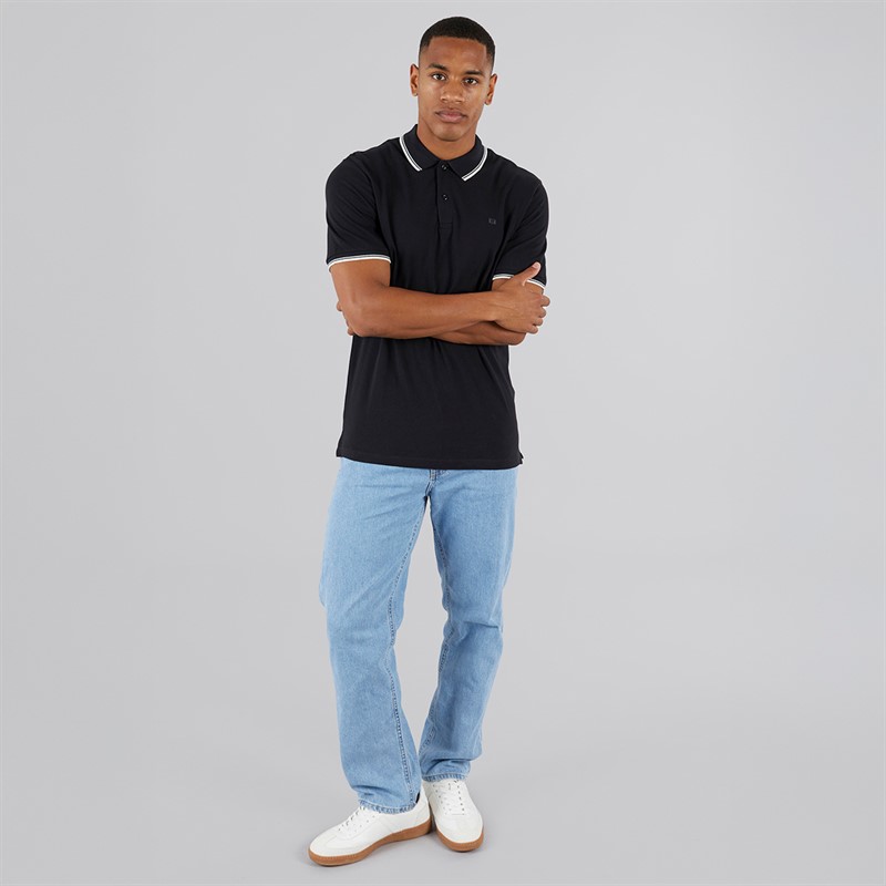 JJ REBEL Mens Zell Short Sleeve Polo Shirt Black