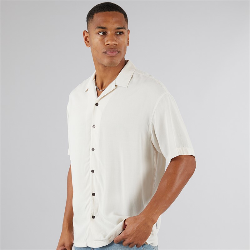 JJ REBEL Mens Water Resort Short Sleeve Shirt Moonbeam