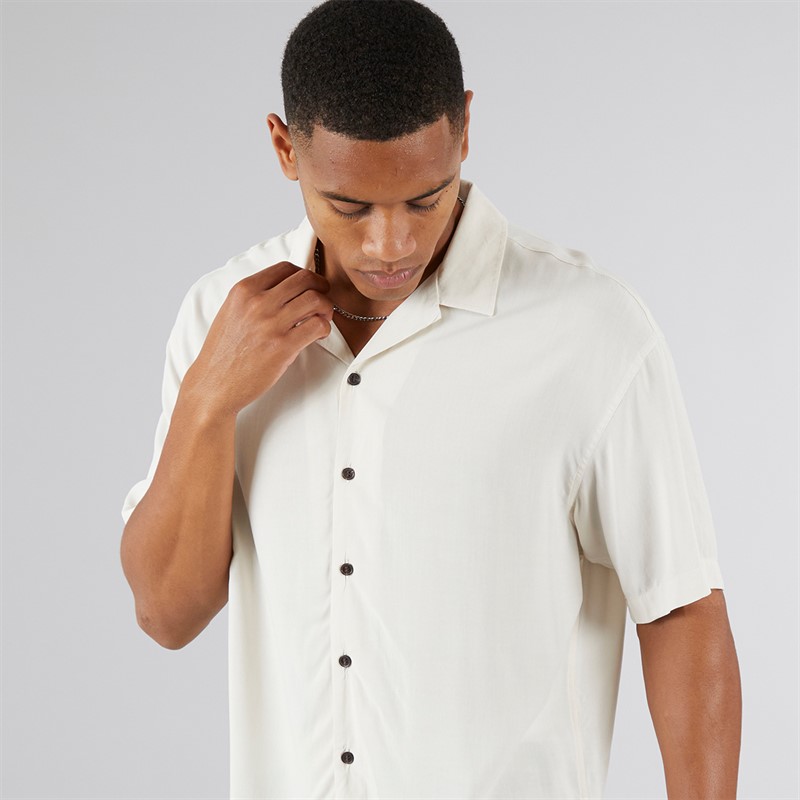 JJ REBEL Mens Water Resort Short Sleeve Shirt Moonbeam