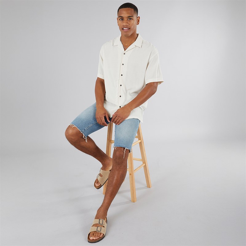 JJ REBEL Mens Water Resort Short Sleeve Shirt Moonbeam