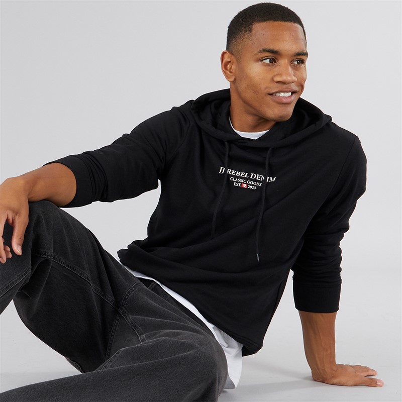 JJ REBEL Mens Print Hoodie Black - Size L