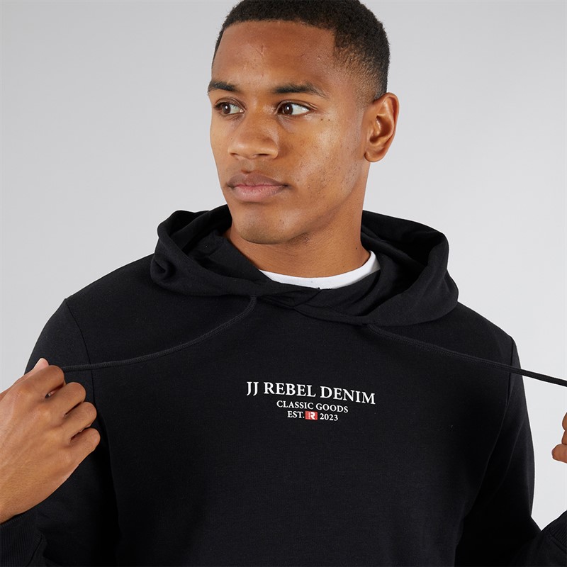 JJ REBEL Mens Print Hoodie Black