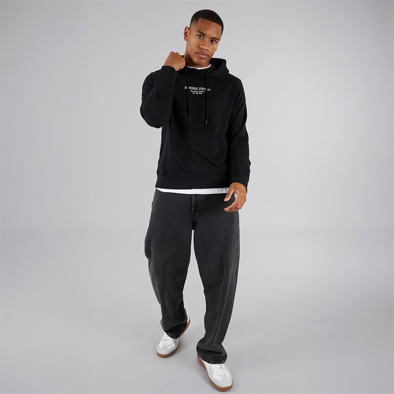 JJ REBEL Mens Print Hoodie Black