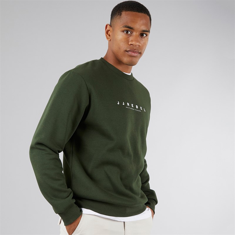 JJ REBEL Mens Rocky Logo Sweatshirt Kombu Green