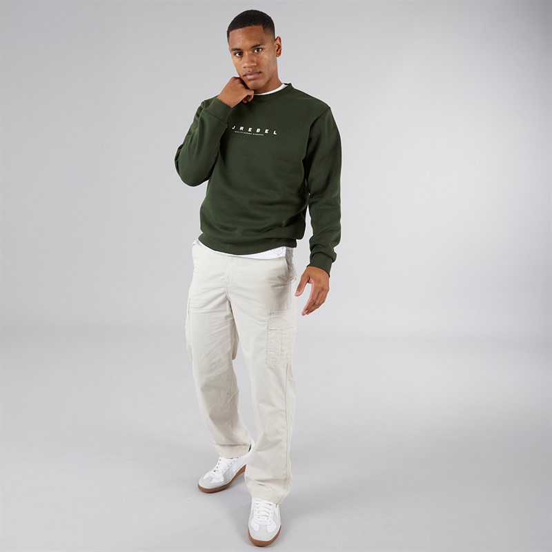 JJ REBEL Mens Rocky Logo Sweatshirt Kombu Green