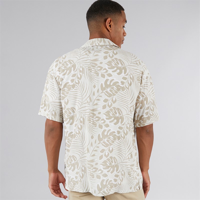 JJ REBEL Mens Bloom Resort Short Sleeve Shirt Moonbeam