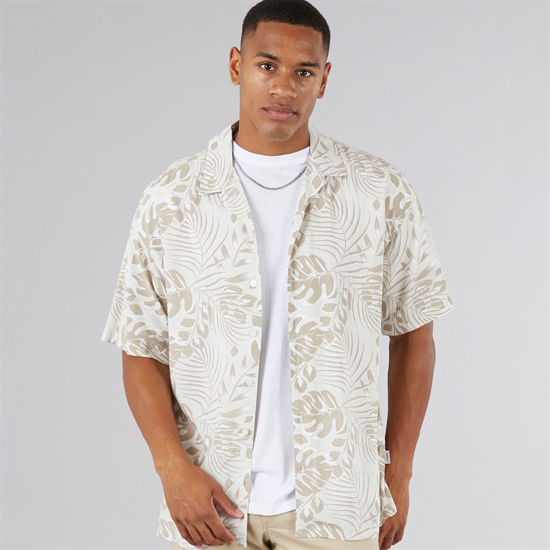 JJ REBEL Mens Bloom Resort Short Sleeve Shirt Moonbeam