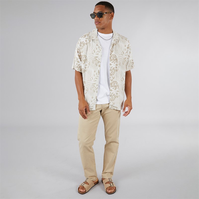 JJ REBEL Mens Bloom Resort Short Sleeve Shirt Moonbeam