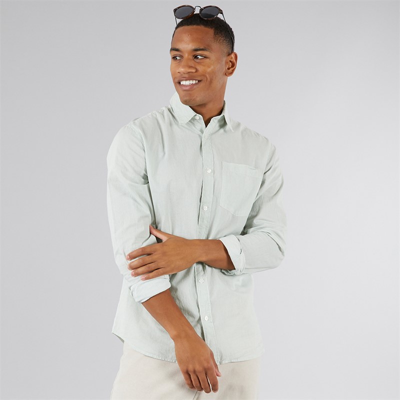 JJ REBEL Mens Row Stripe Long Sleeve Shirt Iceberg Green - Size XXL