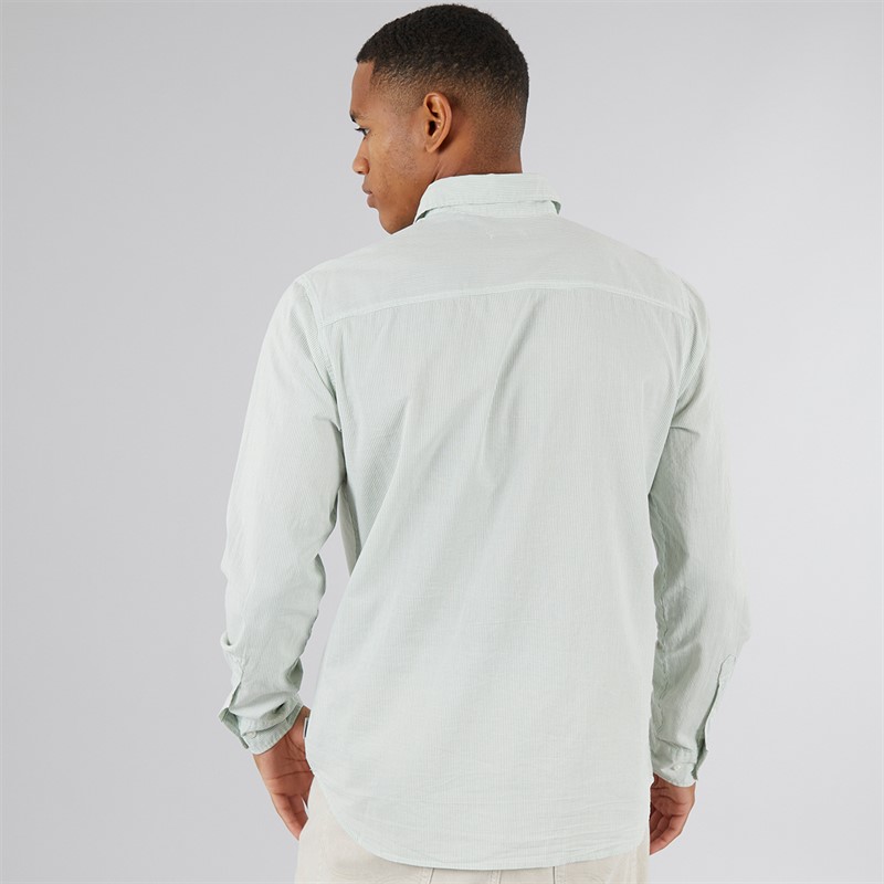 JJ REBEL Mens Row Stripe Long Sleeve Shirt Iceberg Green