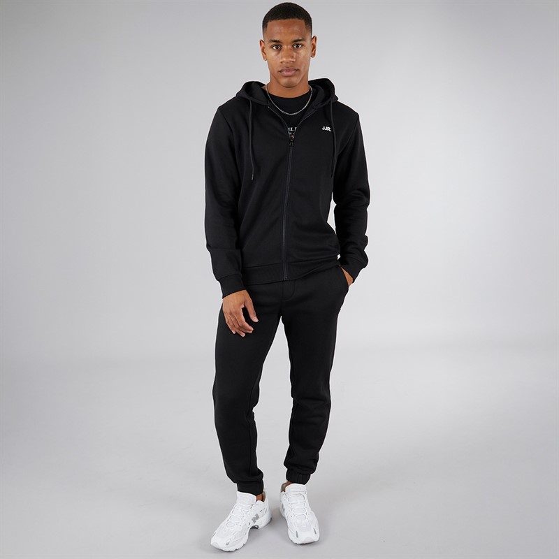 JJ REBEL Mens Rebel Logo Zip Hoodie Black
