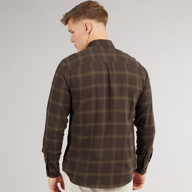 JJ REBEL Mens Rebel Long Sleeve Checked Shirt Mulch