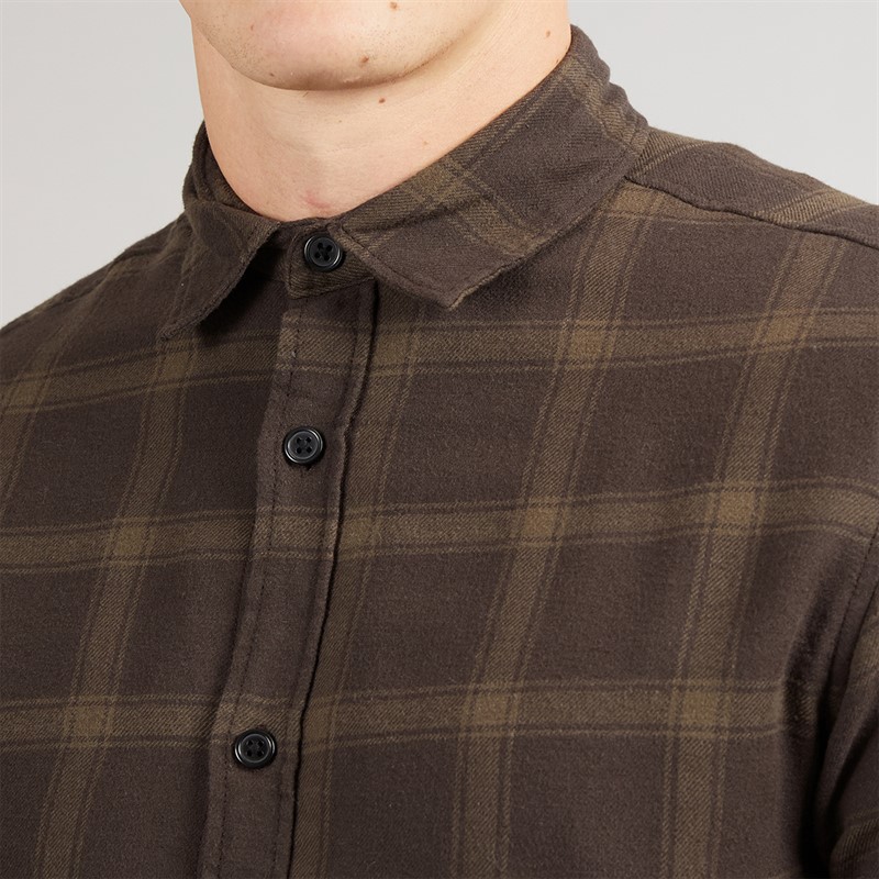 JJ REBEL Mens Rebel Long Sleeve Checked Shirt Mulch