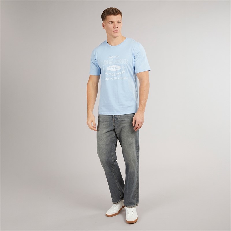 JJ REBEL Mens Vintage Rebel T-Shirt Chambray Blue