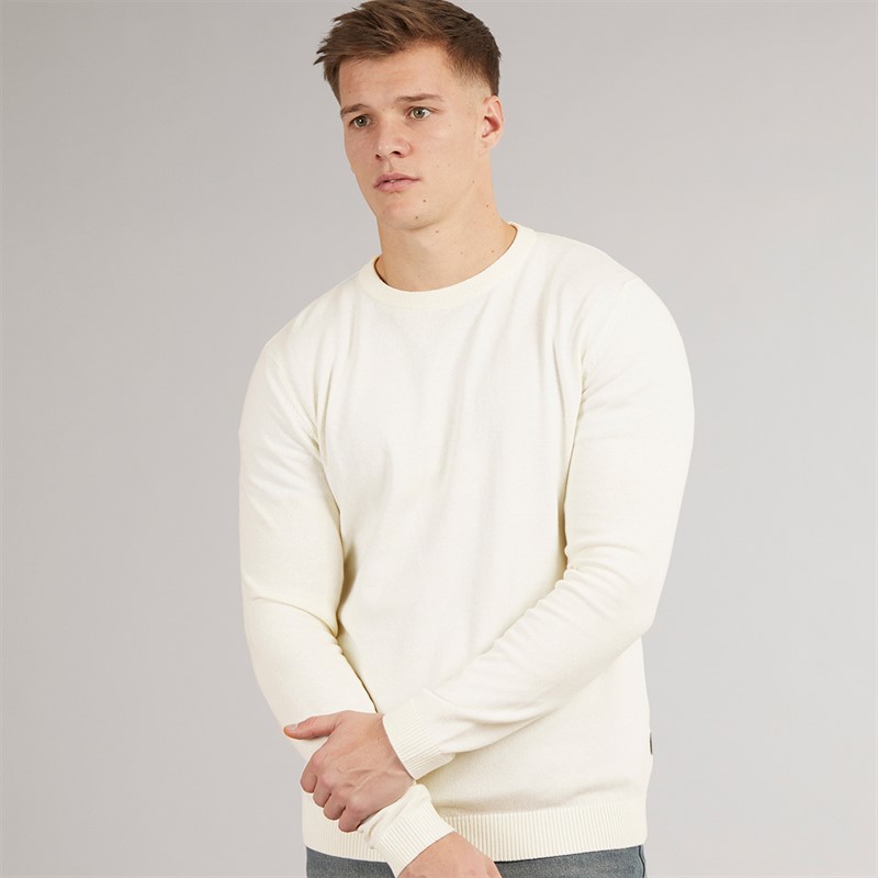 JJ REBEL Mens Callum Crew Neck Jumper Cloud Dancer
